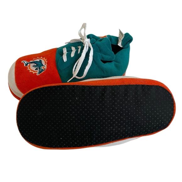 VTG 90’s NFL MIAMI DOLPHINS SHOES SLIPPERS SZ L FOOTBALL FANATIC BIG SHOES - Picture 6 of 16